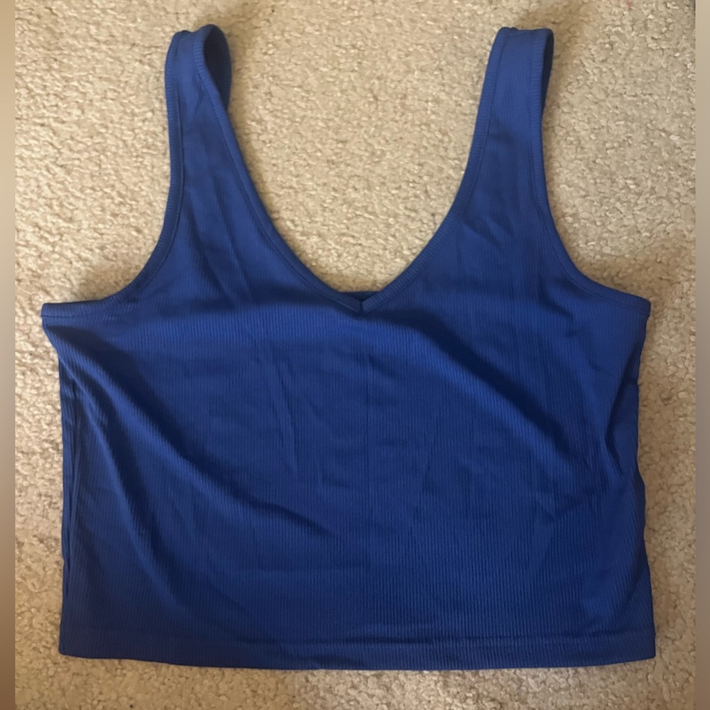 Blue v neck crop top